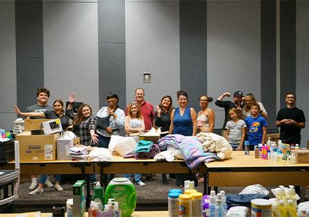 Group of volunteers at the packing event