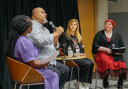 photo of a panel speaking at a Hispanic Heritage Month event in 2023.