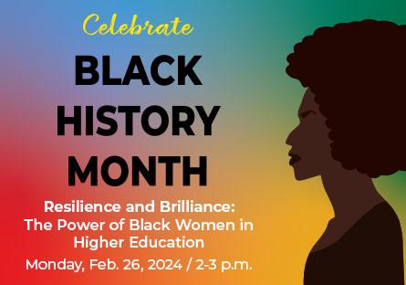 Celebrate Black History Month. Colorful gradient background with a silhouette of a Black woman's face