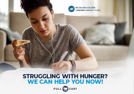Full Cart Poster: Struggling with Hunger?  We Can Help You Now.