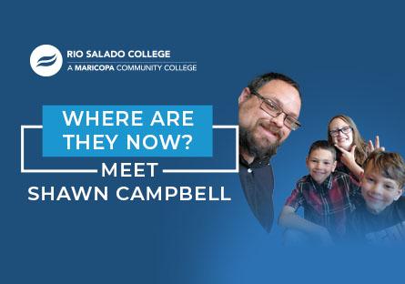 image of Shawn Campbell and his two kids. Text: Where are they now alumni profile – Meet Shawn Campbell