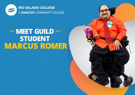 image of Marcus Romer with text: Meet Guild Student Marcus Romer