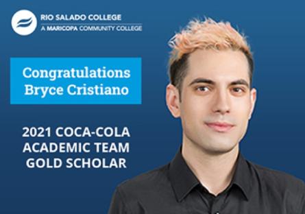 Rio Salado’s 2021 Coca-Cola Academic Team Gold Scholar and student commencement speaker Bryce Cristiano