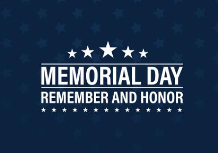 Star pattern with text: Memorial Day Remember and Honor. Maricopa Community Colleges will be closed on Monday, May 31st