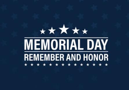 Memorial Day Remember and Honor Star pattern with text: Memorial Day Remember and Honor. Maricopa Community Colleges will be closed on Monday, May 31st