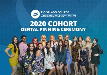 photo of graduates with text: Rio Salado College 2020 Cohort Dental Pinning Ceremony
