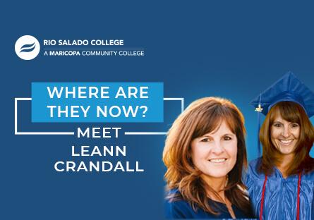 two photos of a graduate, one in cap and gown with text 'Where Are They Now Alumni Profile – Meet Leann Crandall'