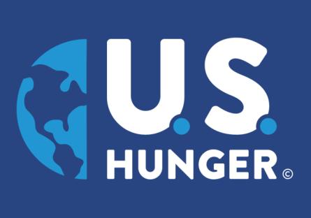 US Hunger logo with globe over blue 