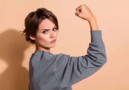 Woman flexing