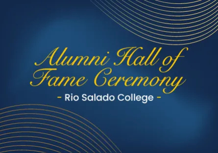 Illustration with words Alumni Hall of Fame Ceremony Rio Salado College