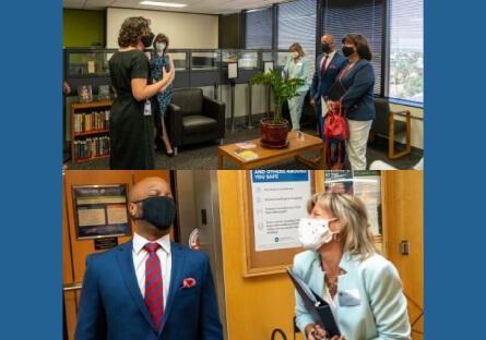 collage of photos from Tempe Mayor Woods visit to Rio Salado College Tempe campus