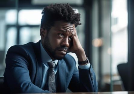 A stressed man at work