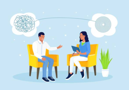 A counselor and patient having a conversation