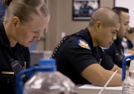 Police academy cadets studying