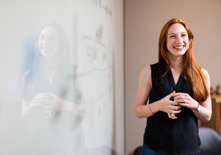 Woman making a public presentation