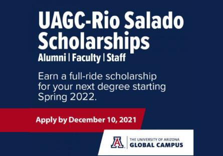 UAGC-Rio Salado Scholarships Alumni, Faculty and Staff.  Earn a full ride scholarship. Image of a young black mom with son in a 