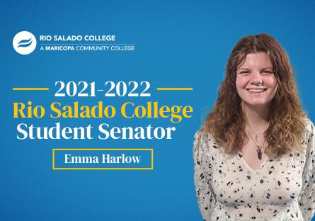 photo of Rio Salado College student senator Emma Harlow with text: 2021-2022 Rio Salado College Student Senator Emma Harlow