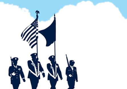 illustration of a silhouette of a US Military Parade