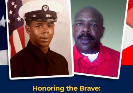 photos of Rio Salado College Veteran student Wen Clayton. Text: Honoring the Brave: Rio Salado Student and U.S. Navy Veteran Wen