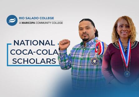 photo of Carolyn Shack and Cordero Holmes with text: National Coca-Cola Scholars