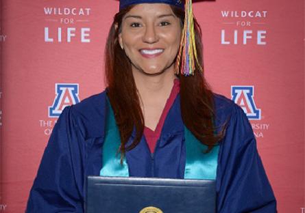 Giselle Velazquez in graduation cap and gown