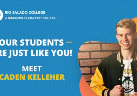 grad image of Caden Kelleher with text "Our students are just like you!"