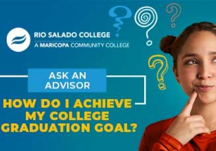 photo of a women thinking with question marks surrounding her head. Text: Ask an Advisor: How To Set Your College Graduation Goal And Achieve It!