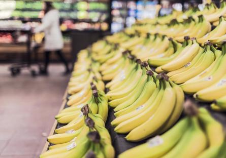 Bananas in a grocery store