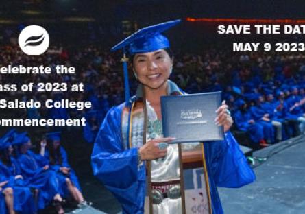 Pictured here is 2022 grad Rochelle Yazzie with text: Save the Date May 9, 2023