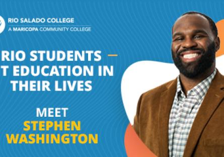 Photo of Stephen Washington. Text: Rio students fit education into their lives.