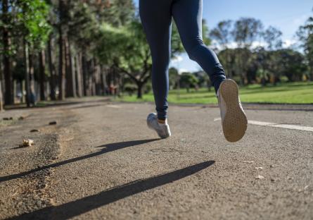 Woman running outside