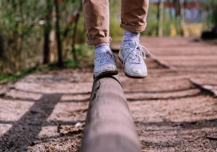 Walking on a balance beam