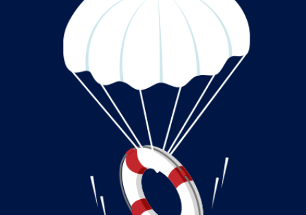 Graphic shows parachute holding raft