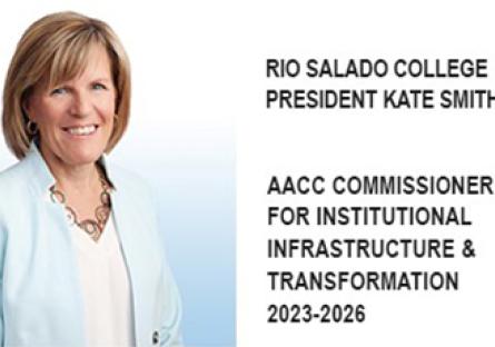 headshot of Kate Smith with text: AACC Commissioner on Institutional Infrastructure & Transformation