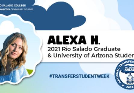 Picture of Alexa Horn framed in graphic clouds