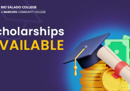 colorful graphic with money, diploma and cap. Text: Scholarships Available