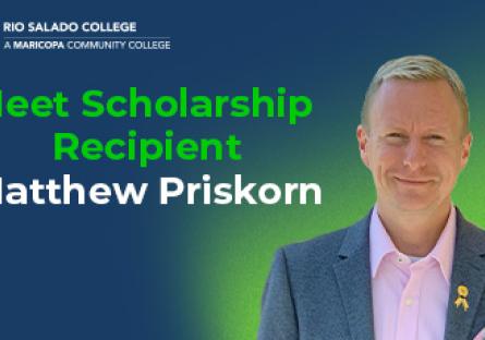 image of Matthew Priskorn with text: Meet Scholarship Recipient