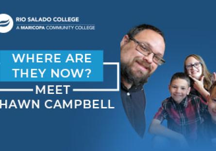 image of Shawn Campbell and his two kids. Text: Where are they now alumni profile – Meet Shawn Campbell