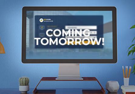 Picture of a computer monitor with text 'Coming Tomorrow'