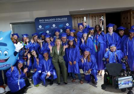 President Kate Smith and the HSE graduating class