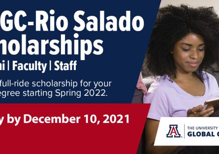 UAGC-Rio Salado Scholarships Alumni, Faculty and Staff.  Earn a full ride scholarship. Image of a young black mom with son in a 