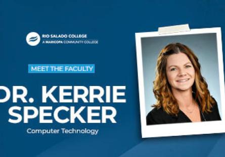 photo of Kerrie Specker with text: Meet the faculty Dr. Kerrie Specker Computer Technology