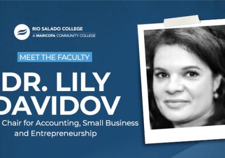 photo of Dr. Lily Davidov. text: Meet the Faculty Dr. Lily Davidov faculty chair for accounting, small business and insurance