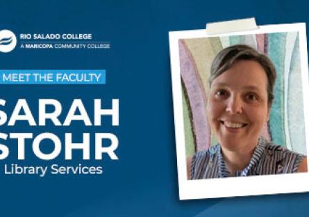 photo of Sarah Stohr. text: Meet the Faculty Sarah Stohr, Library Services