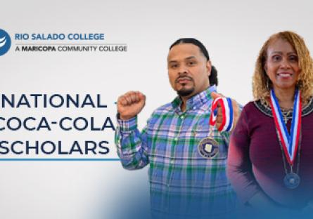 photo of Carolyn Shack and Cordero Holmes with text: National Coca-Cola Scholars