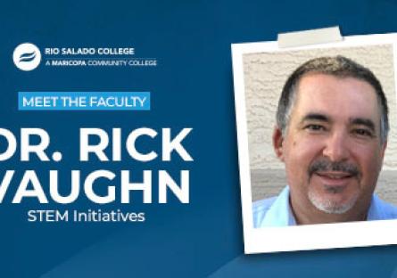 photo of faculty member Rick Vaughn with text: Meet the Faculty Dr. Rick Vaugh STEM Initiatives