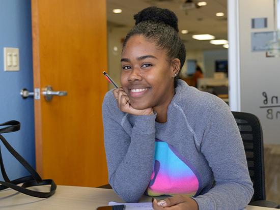 Young lady looking at camera