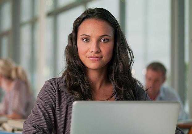 Student in front of laptop