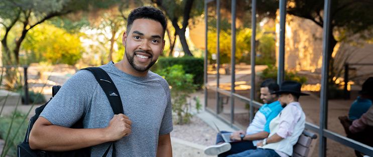 Student with backpack