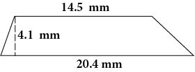 A trapezoid with height 4.1mm, bottom base 20.4mm, and top base 14.5mm.